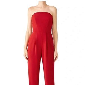 Jill Jill Stuart Kerra Red Strapless Wide Leg Jumpsuit